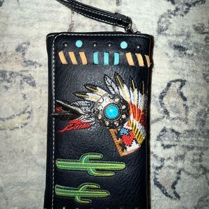Black Phone Case with Native Embroidery